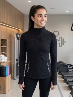 Lululemon Athletica Black Mock Neck Activewear Pullover Jacket Size 8